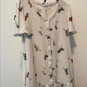 Jane and Delancey White Dress with Colorful Drink Pattern